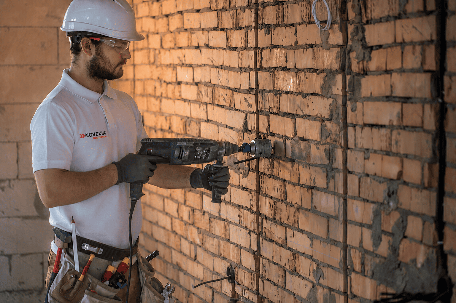Equipo de albañiles cualificados Novexia Construction en toda España